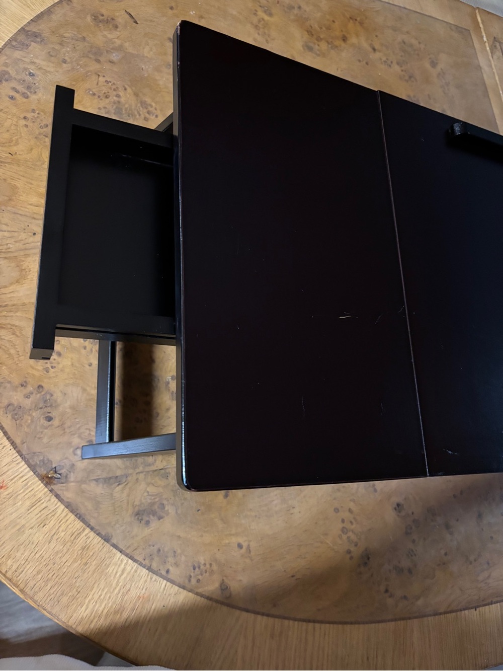 Adjustable Foldable Laptop Stand Bed Tray w Drawer Dark Brown/Black - Picture 3 of 6